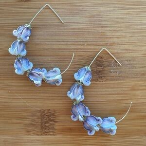 Elegant Purple Floral Hoop Earrings